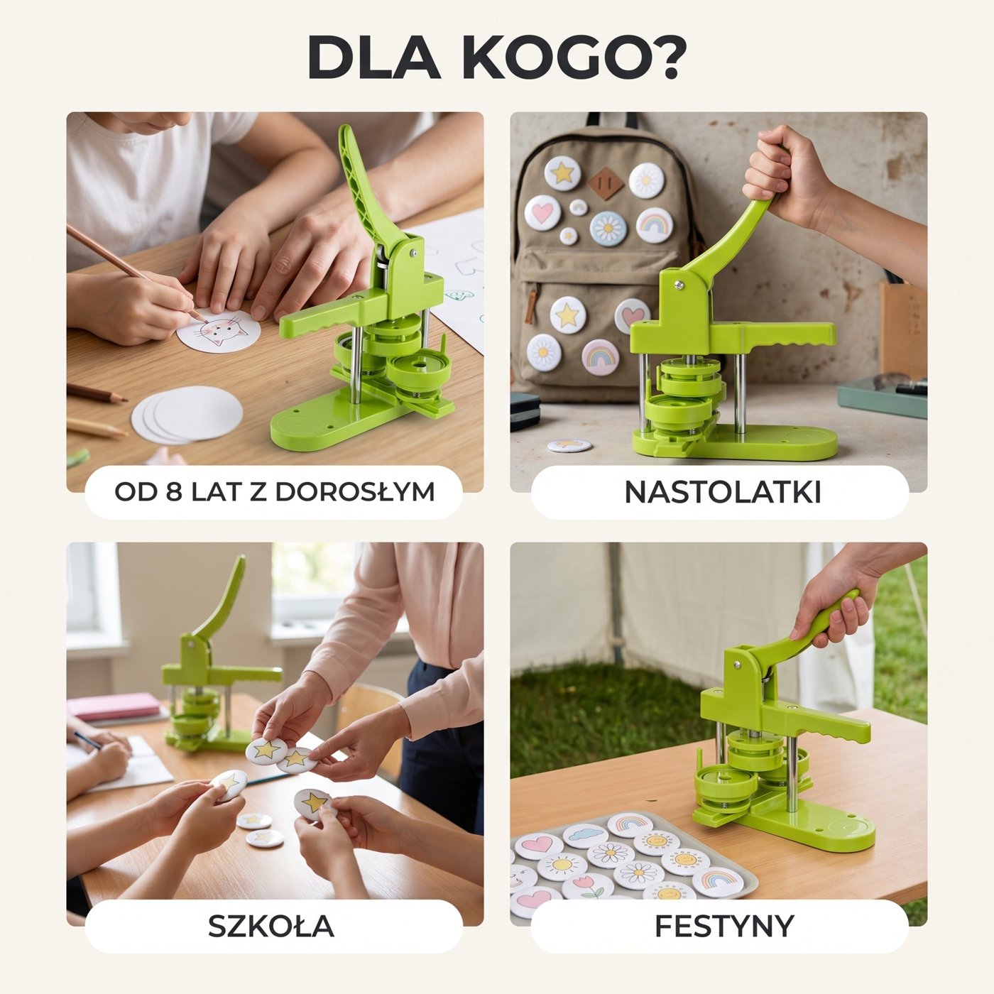 Dla kogo: dzieci od 8 lat z dorosłym, nastolatki, szkoła, festyny